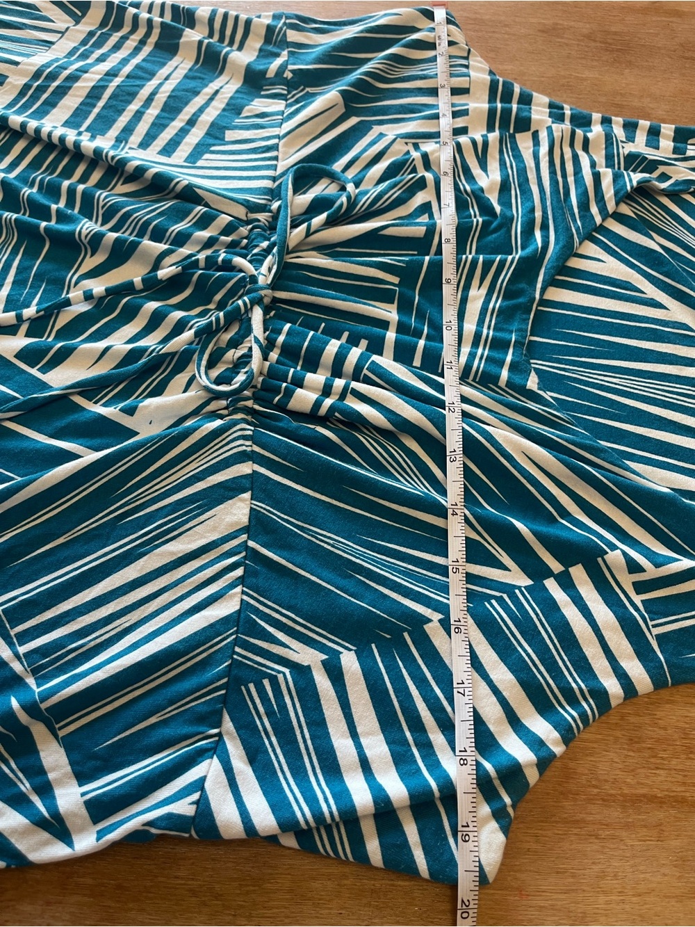 Tommy Bahama Teal & White Sleeveless Tie-Waist Geometric Dress - Picture 9 of 10